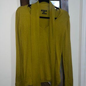 Massimo Dutti Silk blend top long sleeve Chartruese Size M
